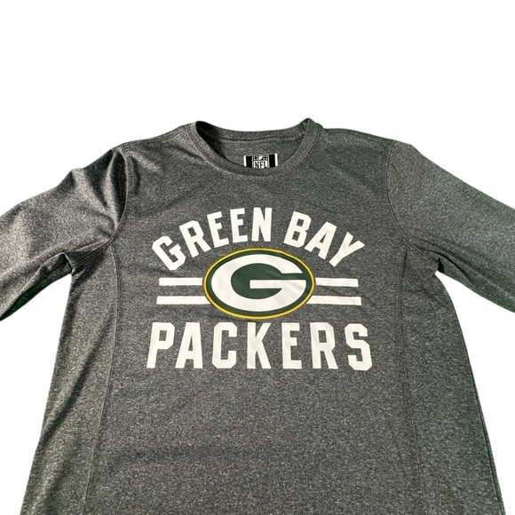 NFL Team Apparel Green Bay Packers Youth Large 14-16 Long Sleeve Shirt Gray - Picture 2 of 9
